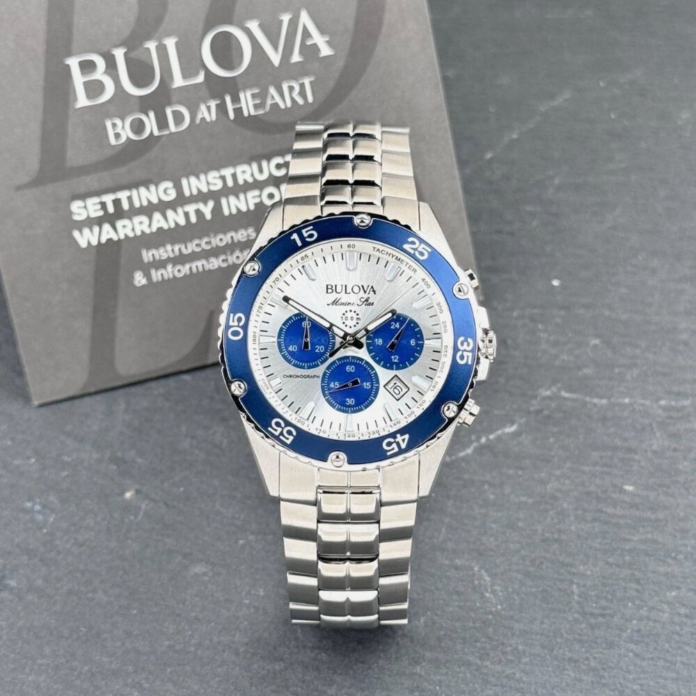 Bulova Marine Star 41.5MM Silver Dial Quartz Men's Watch - Picture 3 of 8